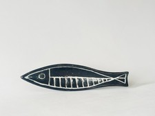 Midcentury Modern Fish Dish Nalda Spanish Ceramic Sgraffito Studio Pottery 1950s