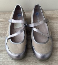 Sketchers Womens Shape Ups, UK 6 EU39 Grey Leather, Hook Loop Strap, Rocker Sole