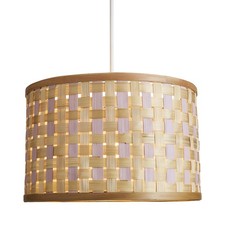 Litecraft Light Shade Woven Drum 35cm Easy Fit Ceiling Lampshade - Pink, Natural