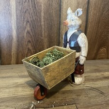Vintage Wooden Pig And Wheel