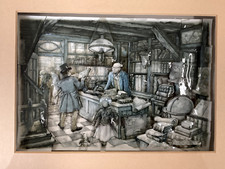 Anton Pieck Bookseller Framed