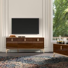 Italian High Gloss Status Eva Walnut 3 Door TV Unit 12 Month 0% interest 