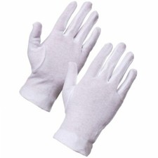 Womens White Cotton Gloves Supertouch Forchette 10" Beauty Cleaning NEW 10 Pack