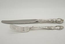 Pair Of Sterling Silver Dinner Cutlery Knife & Fork Meadow Rose By Wallace