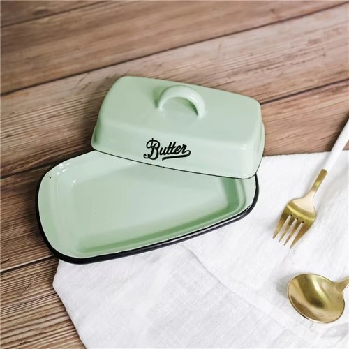 Enamel butter dish nostalgic - butter,