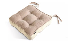 2x Habitat Velvet Mix Seat Cushions 40X40cm Natural Color Soft & Stylish Cushion