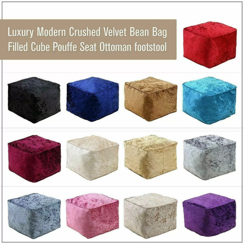 Crushed velvet bean bag - velvet, cube
