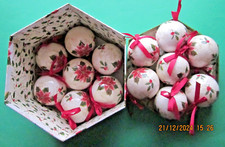 BOX OF 14 POINSETTIA DESIGN CHRISTMAS TREE BAUBLES.