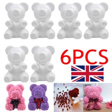 6PCS 20cm Polystyrene Styrofoam White Foam Bear Mold Artificial Flower Rose Bear