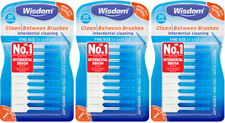 3 x Wisdom Clean Between Interdental Brushes - pack of 20 - size FINE BLUE