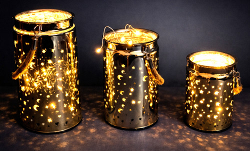 Gold hanging led lanterns - led,