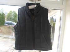Lakeland Lowood Short Black Soft Leather Padded Waistcoat Gilet Size M