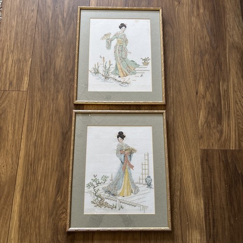 Vintage framed geisha cross - framed,
