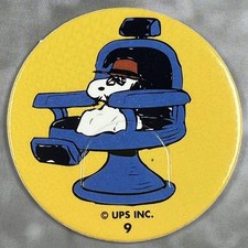 Peanuts POG Milkcap Vintage 90's Retro UPS Inc. #90 Snoopy Barber Chair