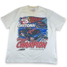 Vtg 1998 NASCAR Daytona 500 Dale Earnhardt Graphic T-Shirt, White, XL (S1767)