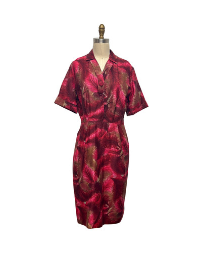 1950s pink burgundy feather - burgundy,