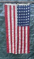 Vintage 1940s WWII Large Sewn 48 Star USA Flag 6’ x 3’ Brass Clips