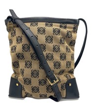 Loewe Anagram Black Brown Leather Canvas Crossbody/Shoulder Bag