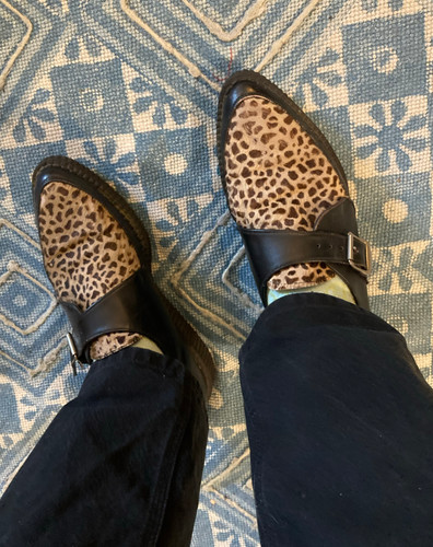 Leopard haircalf monk strap - leopard,