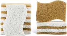 Pack of 15 Biodegradable Natural Cleaning Sponge with Scourer, Eco-Friendly