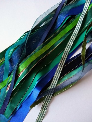 Blue green ribbon bundle - &,