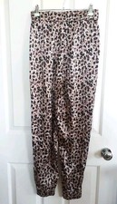 New ZARA xs Size6 leopard Print High Waisted satin Trousers joggers size 6 biege