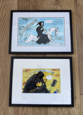 2x Political Cartoon Framed By Chris Riddell The Guardian Print Shop Grim Reaper