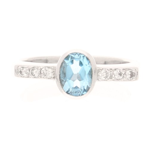 18ct white gold - gold, blue