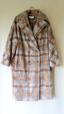 Helene Berman Faux Fur Double Breasted Plaid Check Coat, Sz 16 - was £195!