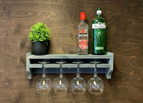 Grey wooden gin shelf - grey,