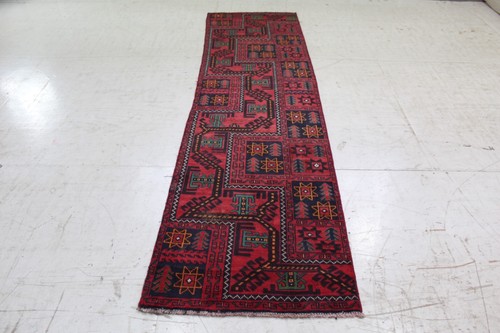 Handmade wool rug red 294x80cm - wool,