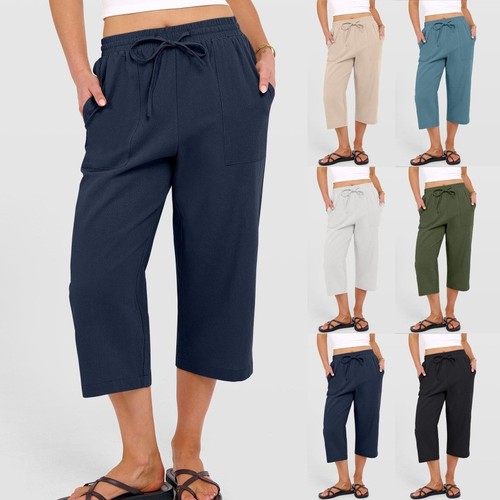 Women linen trousers ladies - women,