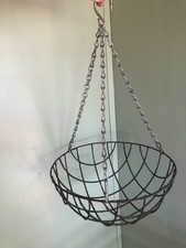 Vtg Hanging Fruit Flower Basket Green Chippy Paint Rustic Shabby Chic Farmhouse