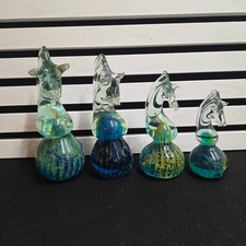 Mdina Glass | Sea & Sand Seahorse Paperweight Collection  | 3 x Signed c1980