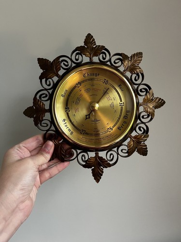Vintage barometer round - vintage,