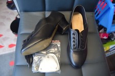 Black leather cuban - , heel