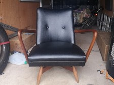 Swivel Chair 1960s /1970s Wood  and  Vinyl