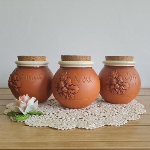 Vintage tea coffee sugar jars - vintage,