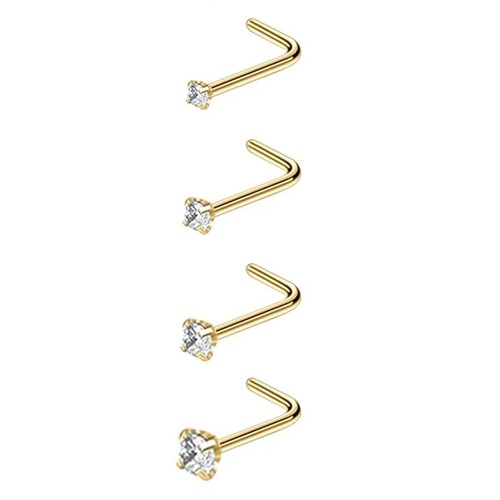 Gold nose stud zircon claw - zircon,