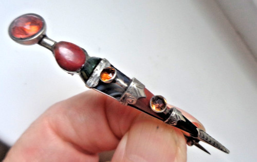 Scottish silver agate - scottish, brooch
