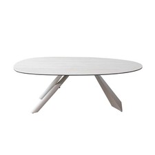 Coffee Table Ceramic Glass Top Crisscross Metal Frame Living Room Home Furniture