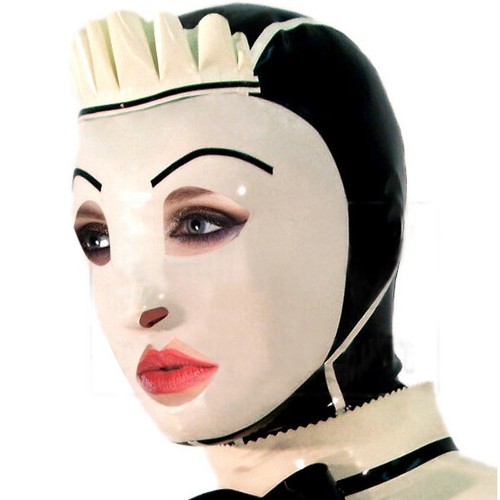 Latex hood open eyes mouth - hood,