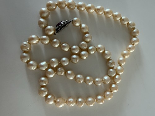 Vintage lotus pearl necklace - pearl, necklace-