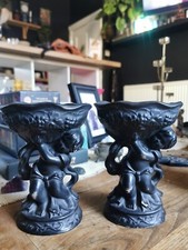 Black Royal wessex Cherub bowls/pillar candle holder 