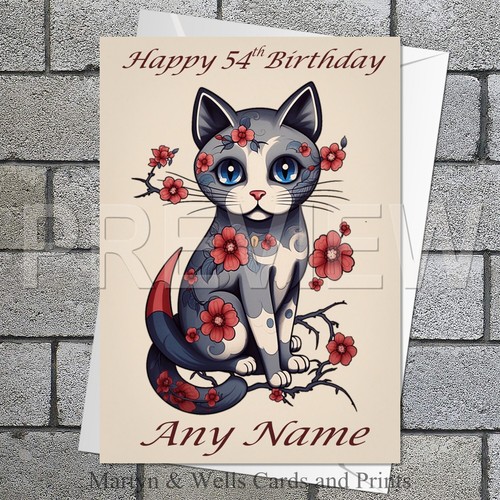 Cute cat birthday card - cute,