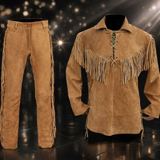 Men’s Tan Suede Fringe Shirt