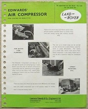 LAND ROVER EDWARDS’ AIR COMPRESSOR Sales Leaflet Late 1950s #C. 40 LR.658
