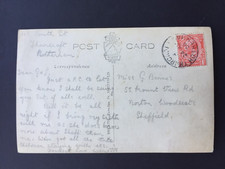 T GB 1926 THURCROFT ROTHERHAM SINGLE RING POSTMARK ON PC TO SHEFFIELD