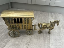Vintage Large Heavy Brass Romany/Gypsy Horse and Caravan 10kg