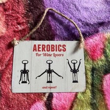 Aerobics for wine lovers Sign Metal Man Cave Bar Pub Plaque Shed Funny Patio Tin